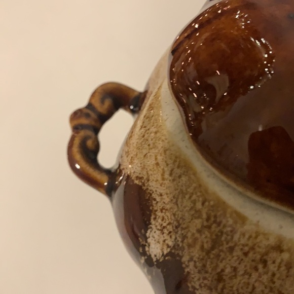 Ceramic oven pot with lid in‎ shape of a pumpkin brown farmhouse rustic boho - Picture 6 of 9